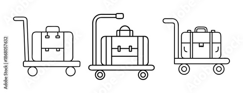 Luggage trolley vector icons for travel and airport concepts