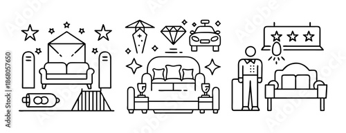 Luxury hospitality and premium service icon set for exclusive travel.