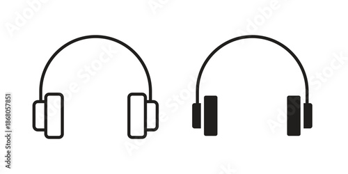 Headphone icons. Line Art Style Design Isolated On White