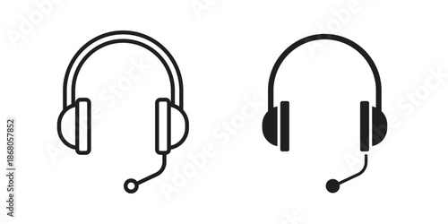 Headset icons. Line Art Style Design Isolated On White