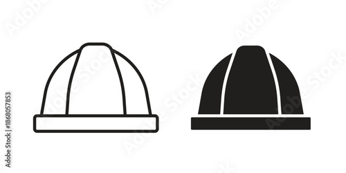 Hard hat icons. Line Art Style Design Isolated On White