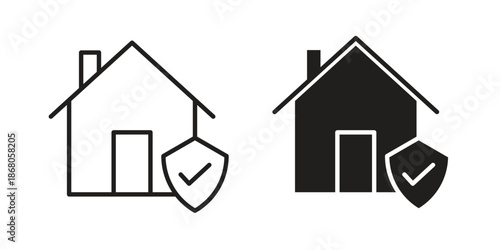 Home insurance icons. Line Art Style Design Isolated On White