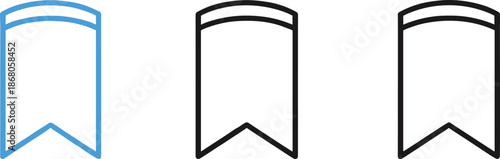 Bookmark Ribbon Line Icon Set Vector Illustration in Different Styles for Reading Saving Pages and UI Interface Design