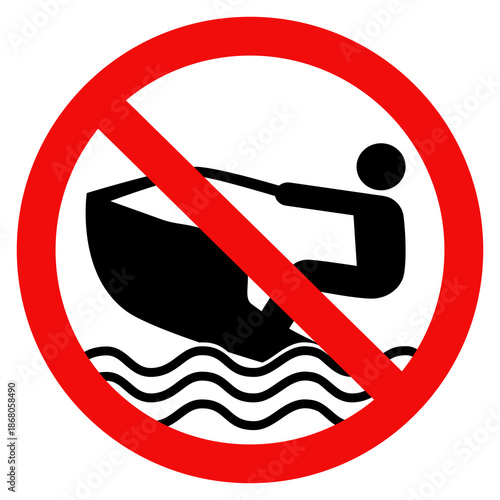No personal water craft sign isolated on white background, Prohibition Water sport activity. Flat vector illustration design