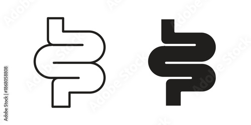 Intestines icons. Line Art Style Design Isolated On White