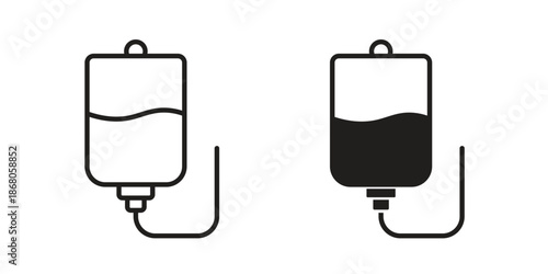 IV bag icons. Line Art Style Design Isolated On White