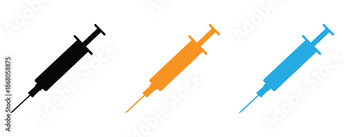 Syringe silhouette vector, Medical syringe icon. vector illustration