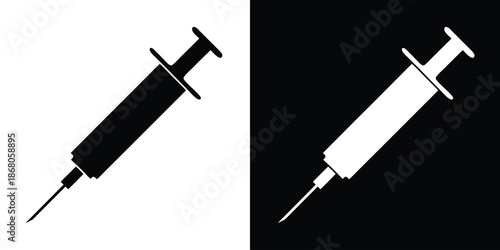 Syringe silhouette vector, Medical syringe icon. vector illustration
