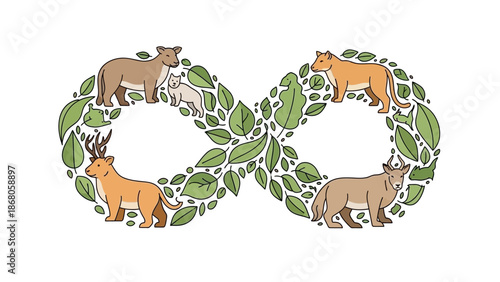 Infinite cycle of nature's life animals, plants, and ecological balance concept, jsk (22)