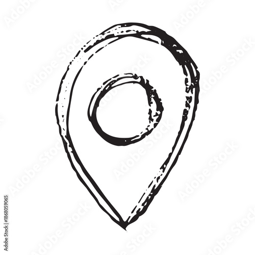 Hand drawn map pin Map marker pointer sign GPS and mapping tools Location pin symbol Pinpoint clipart in doodle style Single element for web, design