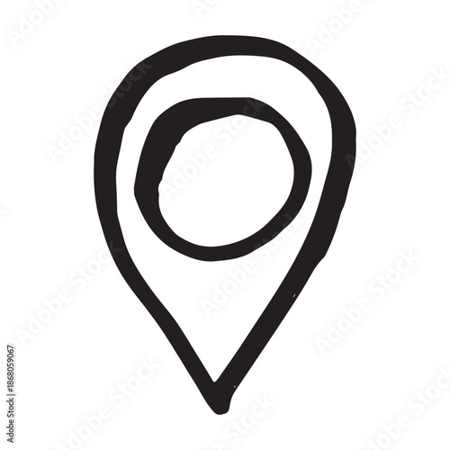 Hand drawn map pin Map marker pointer sign GPS and mapping tools Location pin symbol Pinpoint clipart in doodle style Single element for web, design