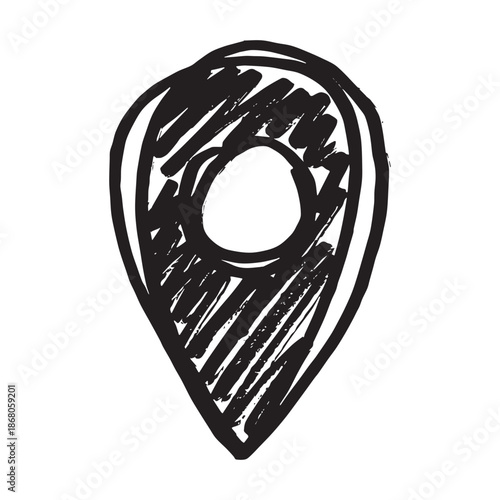 Hand drawn map pin Map marker pointer sign GPS and mapping tools Location pin symbol Pinpoint clipart in doodle style Single element for web, design
