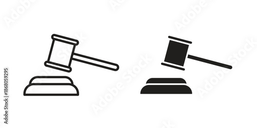 Law icons. Line Art Style Design Isolated On White