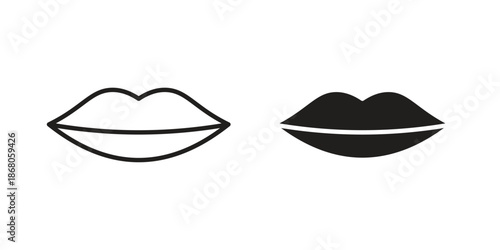 Lips icons. Line Art Style Design Isolated On White