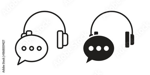 Live chat icons. Line Art Style Design Isolated On White