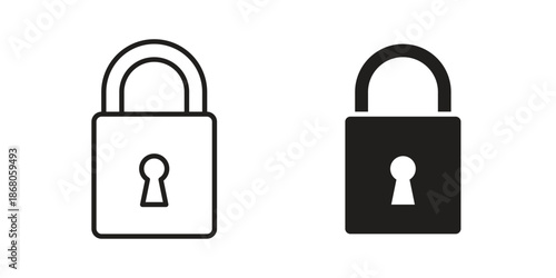 Lock icons. Line Art Style Design Isolated On White