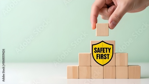 Safety First and Risk Management Concept with Shield Symbol