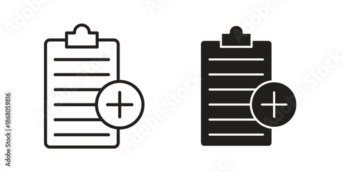 Medical report icons. Line Art Style Design Isolated On White