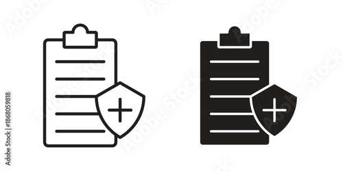 Medical insurance icons. Line Art Style Design Isolated On White
