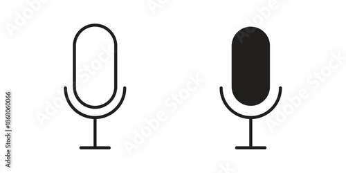 Microphone icons. Line Art Style Design Isolated On White