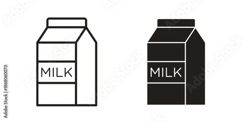 Milk carton icons. Line Art Style Design Isolated On White