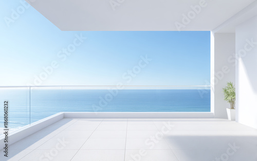 Wallpaper Mural Bright balcony view overlooking ocean and clear sky in a coastal setting during daytime hours Torontodigital.ca