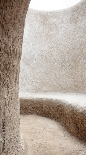 Wallpaper Mural Interior view of a natural building in a minimalist style showing curved walls and a sandy floor in daylight hours Torontodigital.ca