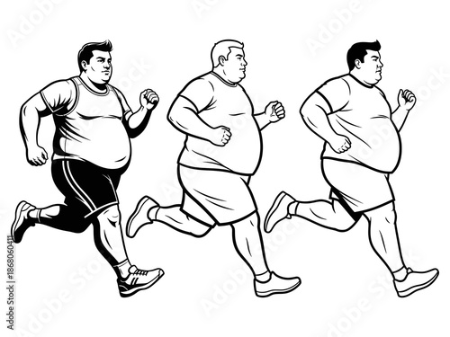 Fat Man Running Vector