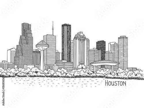 Houston Skyline Hand Drawing