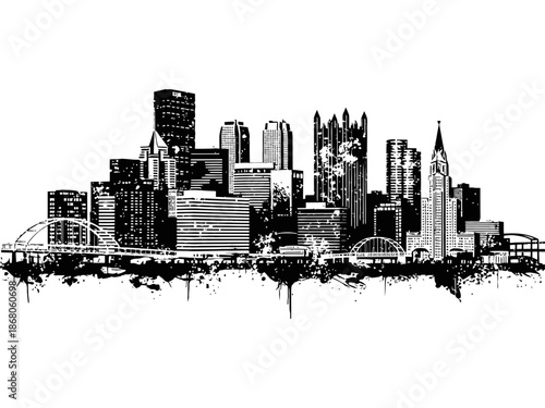 Tableau sur toile Pittsburgh Skyline Grunge