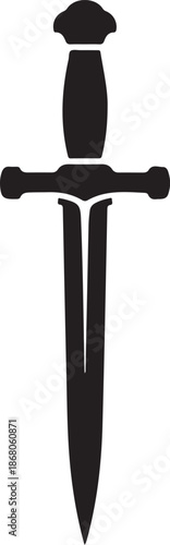 Medieval sword silhouette on white background