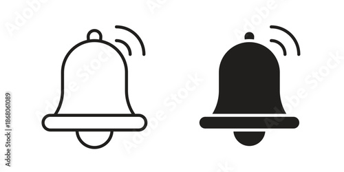 Notification bell icons. Line Art Style Design Isolated On White
