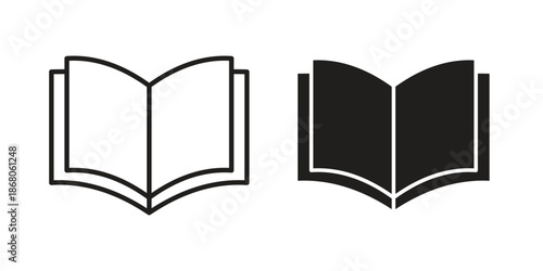 open book icons. Line Art Style Design Isolated On White