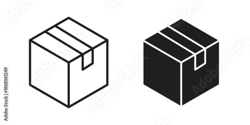 Package icons. Line Art Style Design Isolated On White