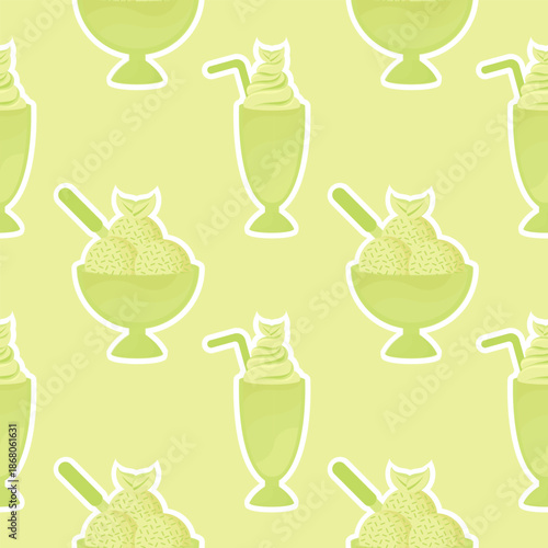 matcha ice cream seamless pattern