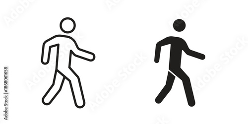 Pedestrian icons. Line Art Style Design Isolated On White