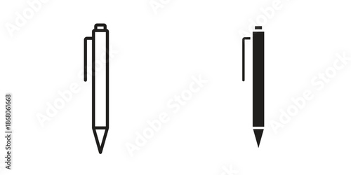 Pen icons. Line Art Style Design Isolated On White