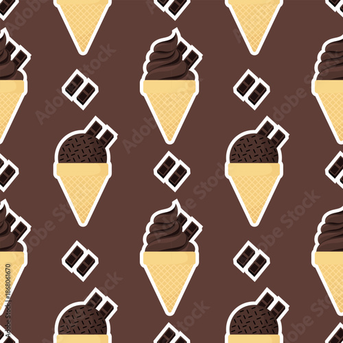 chocolate ice cream seamless pattern