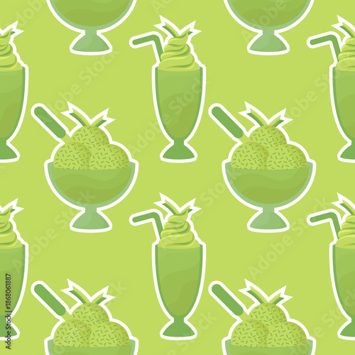 pandan ice cream seamless pattern