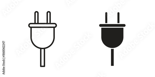 Plug adapter icons. Line Art Style Design Isolated On White