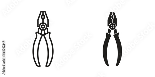 Pliers icons. Line Art Style Design Isolated On White