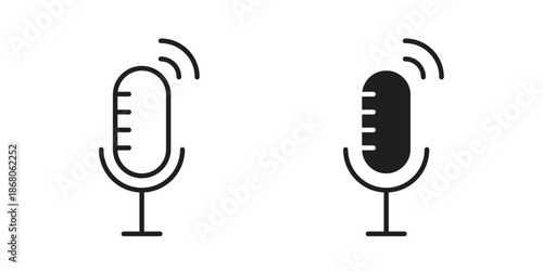 Podcast icons. Line Art Style Design Isolated On White