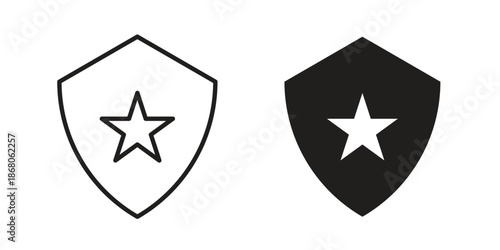 Police badge icons. Line Art Style Design Isolated On White
