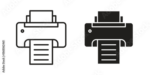 Print icons. Line Art Style Design Isolated On White
