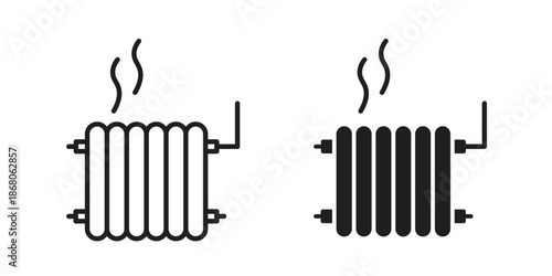 Radiator icons. Line Art Style Design Isolated On White