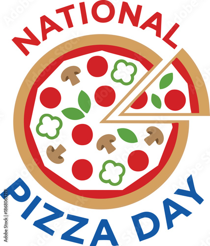 National pizza day celebration with a slice of pizza graphic