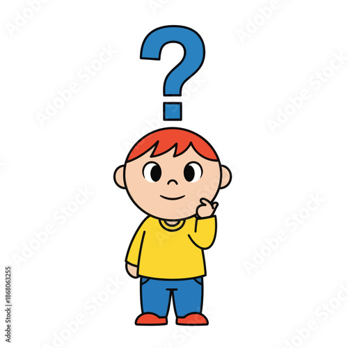 Child Thinking with Question Mark