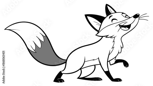 Playful cartoon fox with happy expression and bushy tail