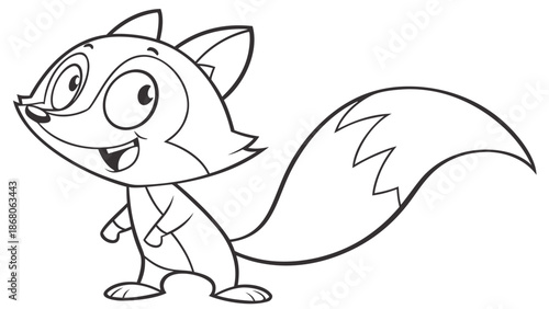 Cute cartoon squirrel with big eyes and bushy tail standing alone