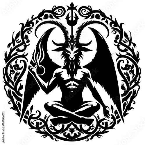 Silhouette of the statue of Baphomet